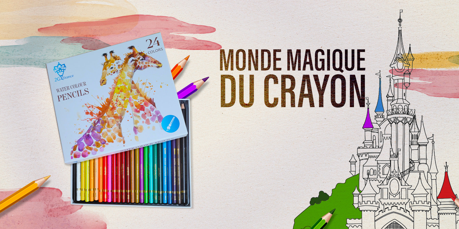 Boîte de 24 & 36 crayons de couleur pour dessin et peinture - 2G France